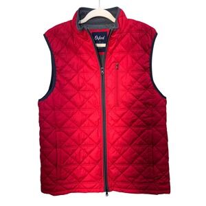 Oxford Quilted Puffer Vest Red Full Zip Stand Collar Men's Size M